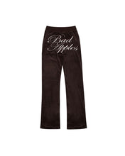 Load image into Gallery viewer, B.A. BADDIES CURSIVE VELOUR TRACKSUIT PANTS BROWN