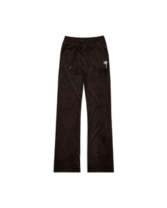 B.A. BADDIES CURSIVE VELOUR TRACKSUIT PANTS BROWN
