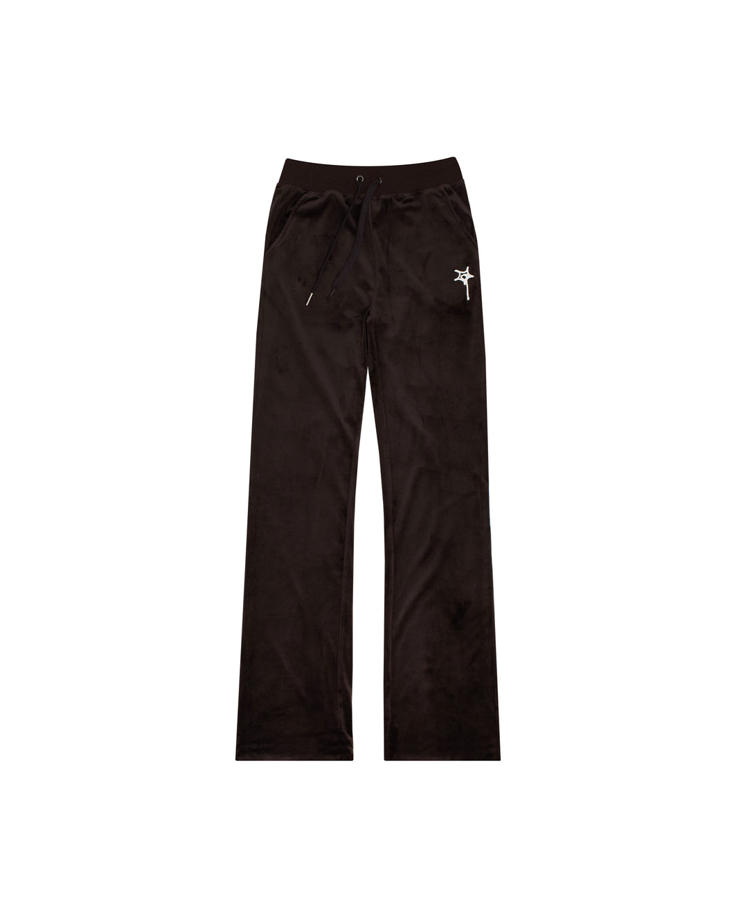 B.A. BADDIES CURSIVE VELOUR TRACKSUIT PANTS BROWN