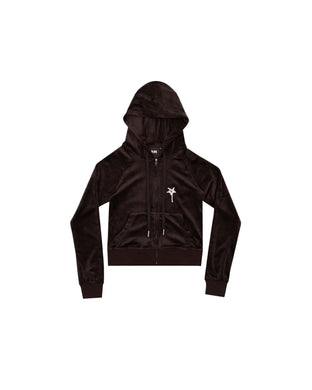 B.A. BADDIES VELOUR TRACKSUIT TOP BROWN