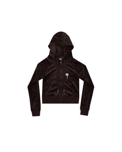 B.A. BADDIES VELOUR TRACKSUIT TOP BROWN