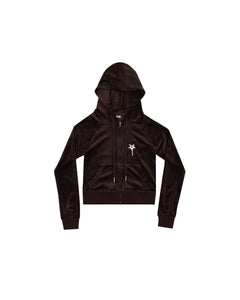 B.A. BADDIES VELOUR TRACKSUIT TOP BROWN
