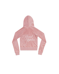 B.A. BADDIES VELOUR CURSIVE TRACKSUIT TOP PINK