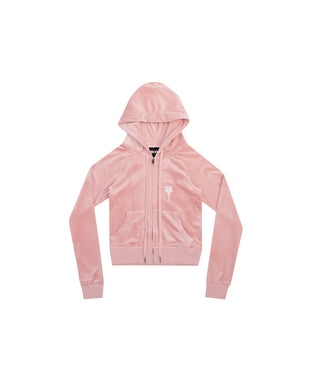 B.A. BADDIES VELOUR CURSIVE TRACKSUIT TOP PINK