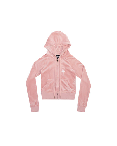B.A. BADDIES VELOUR CURSIVE TRACKSUIT TOP PINK