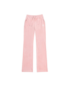 B.A. BADDIES CURSIVE VELOUR TRACKSUIT PANTS PINK