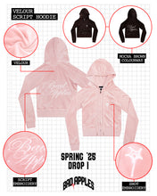 Load image into Gallery viewer, B.A. BADDIES VELOUR CURSIVE TRACKSUIT TOP PINK
